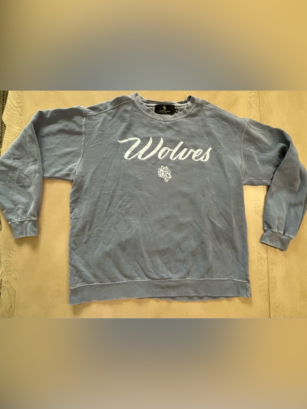 Darc Sport Mens Wolves Cursive Vintage Wash Blue Sweatshirt Limited Ed. 123/1000